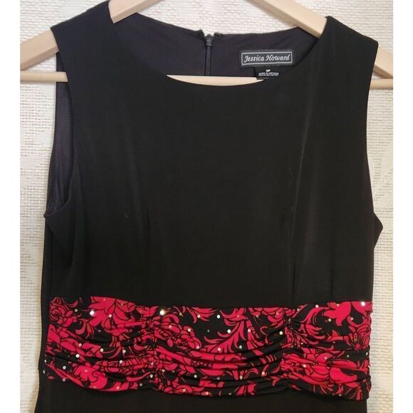 Jessica Howard black dress with red sparkly sash - Picture 2 of 8